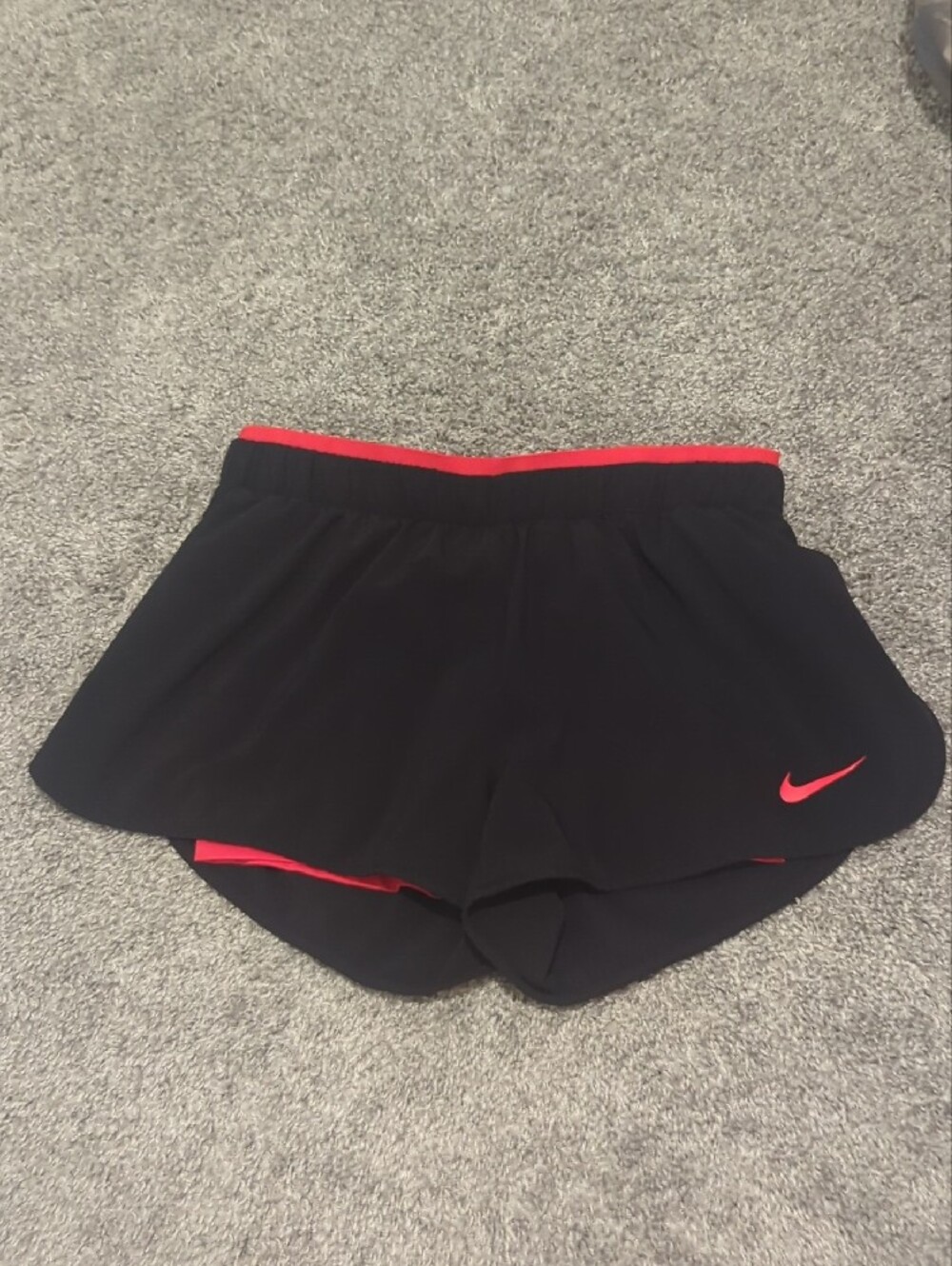 Nike Women’s Black Athletic Shorts with Red Trim